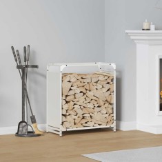vidaXL Suport pentru lemne de foc alb 60x28x65 cm Oțel laminat la rece 864200