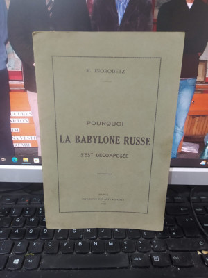 M. Inorodetz, Porquoi la Babylone Russe s&amp;#039;est decomposse, hartă. Paris 1920, 012 foto