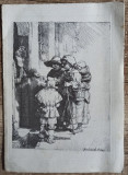 Gravura reproducand o lucrare de Rembrandt