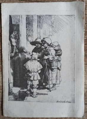 Gravura reproducand o lucrare de Rembrandt foto