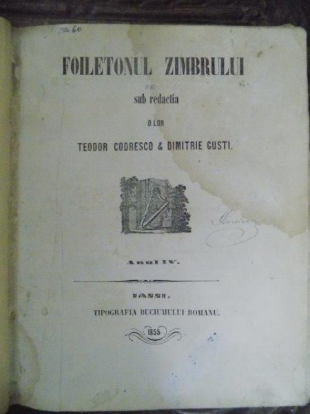 FOILETONUL ZIMBRULUI, ANUL IV, IASI 1855