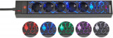 Prelungitor Brennenstuhl Gaming GSL 05 USB, 5 prize, 2 USB, 2.4A, Iluminare LED, 1,5m Buton On Off, Incarcare rapida