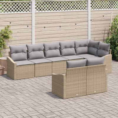 vidaXL Set de canapele pentru grădină 8 pcs Bej Rattan poli 3346770 foto