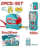 TOTAL - KIT COMBO APARAT LASER MASURAT DISTANTA 0.05-100M , RULETA 5Mx32MM
