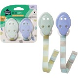 Suport pentru suzete Tommee Tippee, 0 luni +, Verde/Mov, 2 buc
