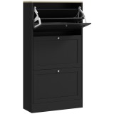 HOMCOM Dulap &Icirc;ngust pentru Pantofi cu 3 Sertare și Rafturi Reglabile pe 2 Niveluri, 60x23,5x115 cm, Negru | Aosom Romania