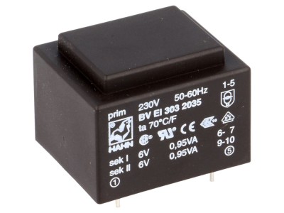 Transformator PCB &amp;icirc;ncapsulat 230V 6V foto