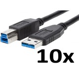 Set 10 bucati cablu USB tata USB B tata, versiunea 3.0, 1.8 m
