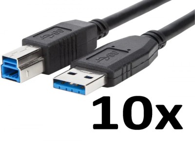 Set 10 bucati cablu USB tata USB B tata, versiunea 3.0, 1.8 m foto
