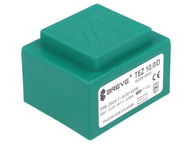 Transformator &icirc;ncapsulat 10VA 230VAC 10,5V PCB