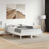 VidaXL Cadru de pat fără saltea, alb, 120x200 cm, lemn masiv pin