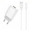 Incarcator Retea Cu Cablu Lightning Prestico F9S, 12W, 2.4A, 1 x USB-A, Alb, Apple