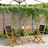 Set mobilier bistro, 3 piese, negru, polipropilenă lemn masiv