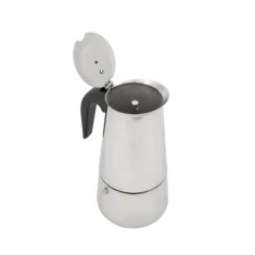 Espresor pentru aragaz, din otel inoxidabil, capacitate 6 cesti (300 ml), inalitime 18 cm, compatibil cu plita electrica sau gaz, argintiu