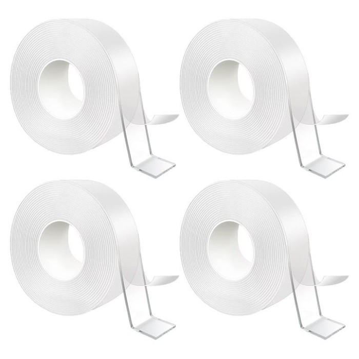 Set 4 benzi dublu adezive pentru uz casnic, reutilizabile, lungime 5 m, latime 3 cm, transparente