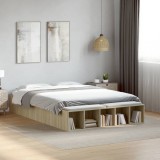 VidaXL Cadru de pat, stejar sonoma, 135x190 cm, lemn prelucrat