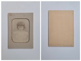 Fotografie de colectie Cabinet (cu rama-papspartu), Atelier necunoscut, Clarissa la varsta de 3 ani, Transilvania, Romania, Austro-Ungaria, ca. 1880
