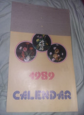 Calendar vechi de perete,Cu FLORI 1989,47 cm /27 cm,de colectie,T.GRATUIT foto