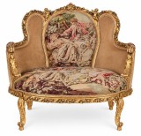 Sofa baroc din lemn auriu cu tapiterie goblen CAT-48