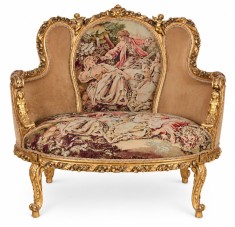 Sofa baroc din lemn auriu cu tapiterie goblen CAT-48