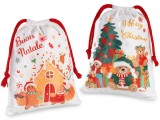 Cumpara ieftin Set 2 saculeti Craciun textil multicolor cm19,5x25H