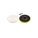 Pad Polish Auto 125mm Blana Naturala, Abraziv cu Suport Velcro ALM. Lustruire Profesionala Faruri, Metal, Lemn. Regenerare &amp; Curatare