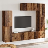 vidaXL Set TV de 7 piese, montat pe perete, din lemn vechi și lemn compozit.