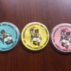 insigna primul carnaval international est european timisoara 1991 lot 3 insigne