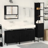 vidaXL Set Mobilier Baie de 4 Piese &icirc;n Stejar Negru și Lemn Prelucrat