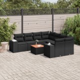 Gossi set mobilier de gradina cu perne, 9 piese, negru, poliratan