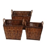 Cumpara ieftin Set 3 cosuri depozitare lemn salcie maro 29 x 20 x 29 cm, 35 x 26 x 32 cm, 41 x 32 x 35 cm