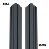 Sipca metalica gard, Etalon, gri grafit (RAL 7024) mat fata / spate, 1700 x 92.9 x 0.4 mm, set 5 bucati