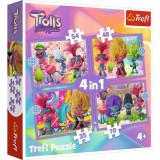 Puzzles 4in1 Trolii Aventurile Trolilor Colorati, TREFL 4In1