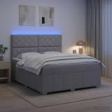 Cumpara ieftin Pat cu arcuri LED si saltea Gri deschis 140 x 190 cm Tesatura