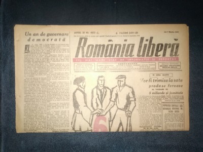 ZIAR ROMANIA LIBERA 7 MARTIE 1946 foto