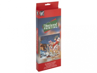 Set creativ cu tematica Craciun, Diamond Painting, Mos Craciun, 30 x 40 cm foto