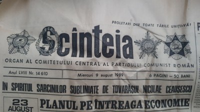 Ziarul Scanteia nr 14610, 9 August 1989, 6 pagini foto