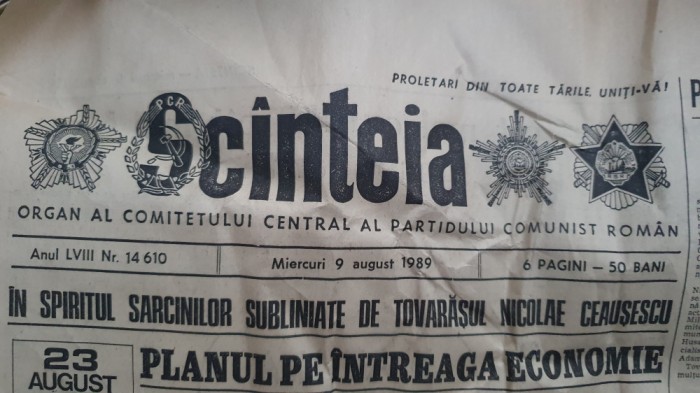 Ziarul Scanteia nr 14610, 9 August 1989, 6 pagini