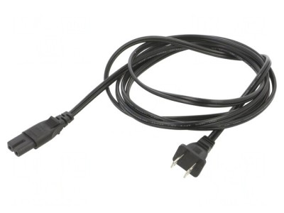 Cablu Alimentare 2x18AWG IEC C7 - NEMA 1-15, 2.4m Negru foto