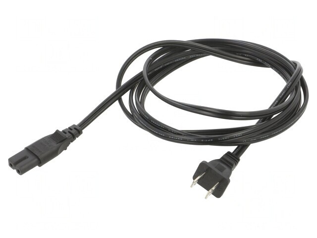 Cablu Alimentare 2x18AWG IEC C7 - NEMA 1-15, 2.4m Negru