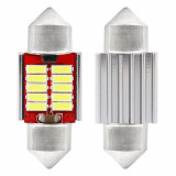 Set 2 becuri auto Vertex LED , C5W SV8.5-8, 10SMD 4014, 2W, 31mm, Canbus, 12-24V, leduri alb sofit Festoon