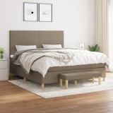 Cumpara ieftin Pat box spring cu saltea, gri taupe, 160x200 cm material textil