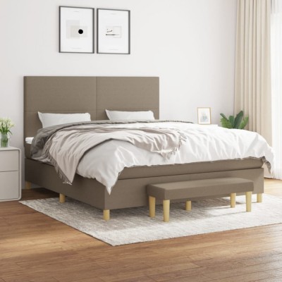 vidaXL Pat box spring cu saltea, gri taupe, 160x200 cm material textil 3137009 foto