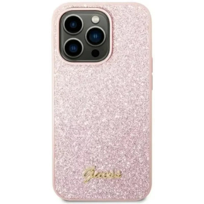 Husa Cover Guess Glitter PC/TPU Flakes Metal Logo pentru iPhone 14 Pro Pink foto