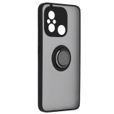 Husa telefon compatibila xiaomi redmi 12c, glinth magnet auto si inel rotativ, negru