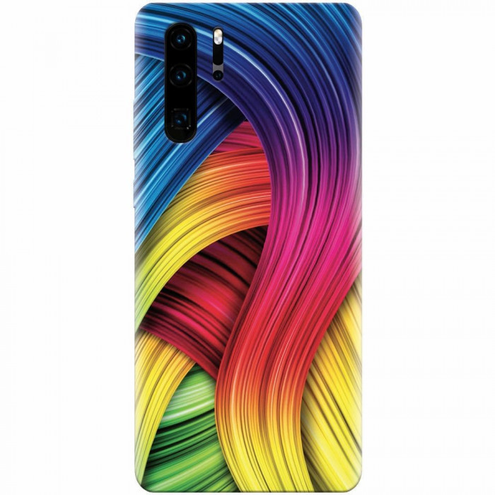 Husa silicon pentru Huawei P30 Pro, Curly Colorful Rainbow Lines Illustration