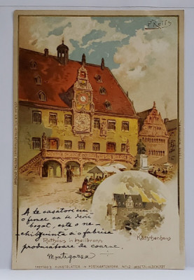 PRIMARIA DIN HEILBRONN , DESEN , CROMOLITOGRAFIE , CARTE POSTALA , CLASICA foto