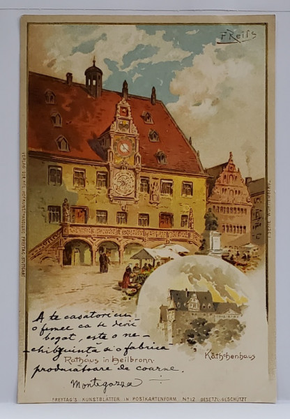 PRIMARIA DIN HEILBRONN , DESEN , CROMOLITOGRAFIE , CARTE POSTALA , CLASICA