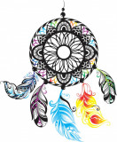 Sticker decorativ Mandala cu pene, 80 cm , 1081STK, natura si peisaje