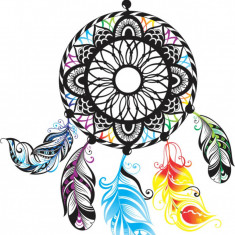 Sticker decorativ Mandala cu pene, 80 cm , 1081STK